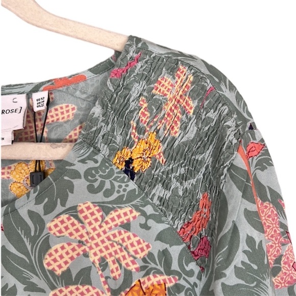 Junarose Floral Print Shirring Detail Sikira Long Sleeve Blouse Top NWT - Picture 5 of 11